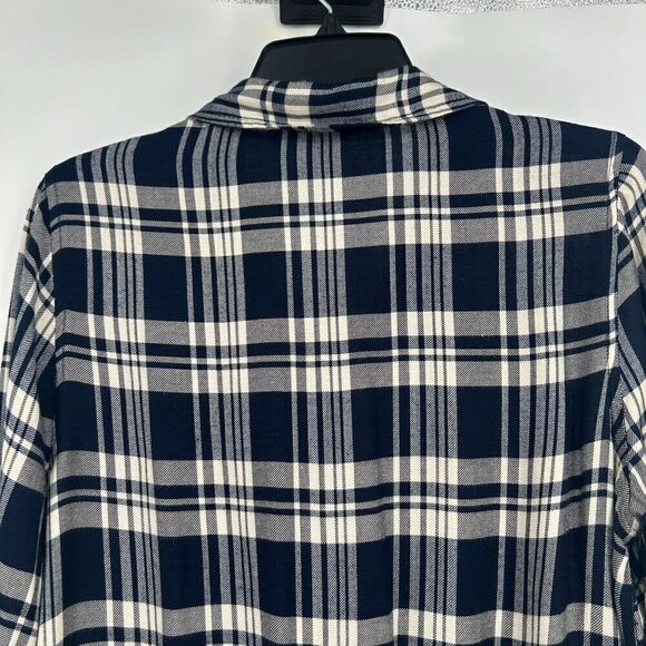 Lucky Brand Blue Bungalow Plaid Button Up Shirt Slouchy Tuxedo Back Size… - Picture 10 of 13